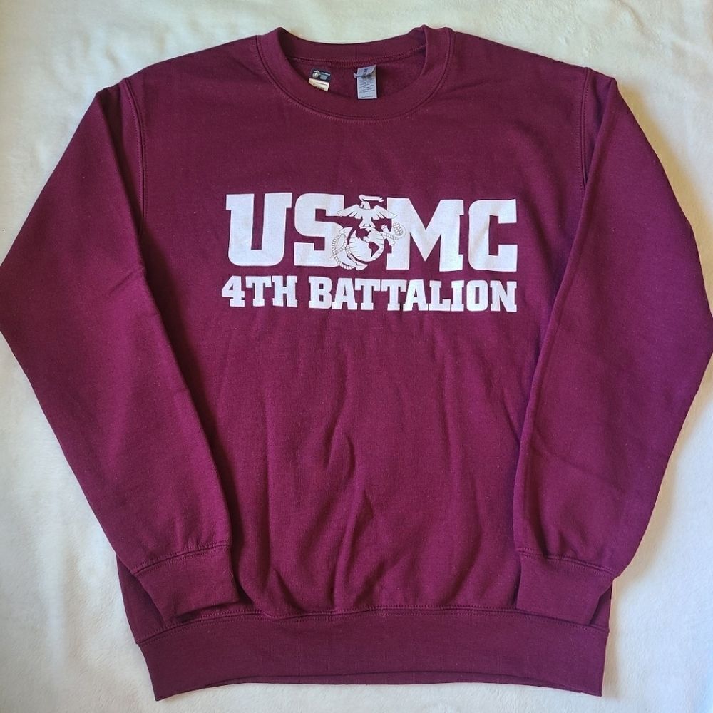 Marine Corps 4th Battalion Large Front and Back Logo Crewneck Sweater